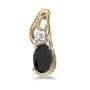 14k Yellow Gold Oval Onyx And Diamond Pendant