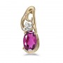 14k Yellow Gold Oval Pink Topaz And Diamond Pendant