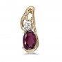 14k Yellow Gold Oval Rhodolite Garnet And Diamond Pendant