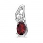 14k White Gold Oval Garnet And Diamond Pendant