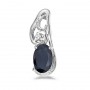 14k White Gold Oval Sapphire And Diamond Pendant