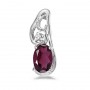 14k White Gold Oval Rhodolite Garnet And Diamond Pendant