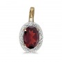 14k Yellow Gold Oval Garnet And Diamond Pendant