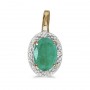 14k Yellow Gold Oval Emerald And Diamond Pendant