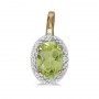 14k Yellow Gold Oval Peridot And Diamond Pendant