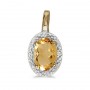 14k Yellow Gold Oval Citrine And Diamond Pendant