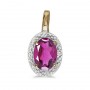 14k Yellow Gold Oval Pink Topaz And Diamond Pendant