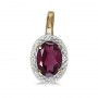 14k Yellow Gold Oval Rhodolite Garnet And Diamond Pendant