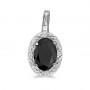 14k White Gold Oval Onyx And Diamond Pendant