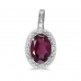 14k White Gold Oval Rhodolite Garnet And Diamond Pendant