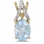 14k Yellow Gold Oval Aquamarine And Diamond Pendant