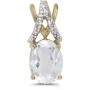 14k Yellow Gold Oval White Topaz And Diamond Pendant