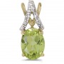 14k Yellow Gold Oval Peridot And Diamond Pendant