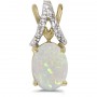 14k Yellow Gold Oval Opal And Diamond Pendant