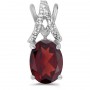 14k White Gold Oval Garnet And Diamond Pendant