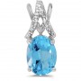 14k White Gold Oval Blue Topaz And Diamond Pendant