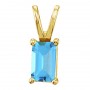 14K Yellow Gold Emerald Cut Blue Topaz Pendant