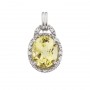 14K White Gold Lemon Quartz and Diamond Pendant