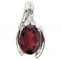 14K White Gold Garnet and Diamond Oval Horseshoe Pendant