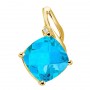 14K Yellow Gold Blue Topaz and Diamond Pendant