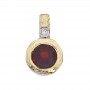 14K Yellow Brushed Gold 8 mm Round Garnet Bezel Set Pendant