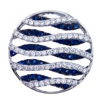 14K White Gold Sapphire and Diamond Round Precious Cage Pendant