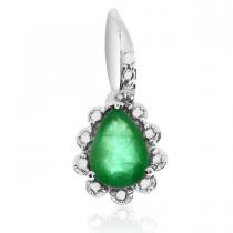 14K White Gold Precious 7x5 Pear Shape Ruby and Diamond Pendant