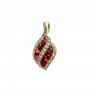 14K Yellow Gold Princess Ruby and Diamond Precious Pendant
