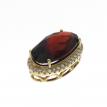 14K Yellow Gold Oval 15 x 18 mm Oblong Garnet and Diamond Semi precious Fashion