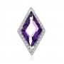 14K White Gold Diamond Shape Amethyst and Diamond Triangle Fashion Pendant