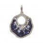 14K White Gold Precious Multi Sapphire and Diamond Fashion Pendant