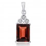 14K White Gold 8x6 Emerald Cut Garnet Semi Precious Pendant