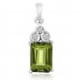 14K White Gold 8x6 mm Emerald Cut Peridot Semi Precious Pendant