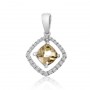 14K White Gold 5mm Cushion Moving Morganite and Diamond Fashion Pendant