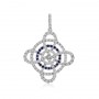 14K White Gold Precious Sapphire and Diamond Swirl Fashion Pendant