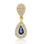 14K Yellow Gold Pear Shape Sapphire and AA Diamond Moveable Drop Fashion Pendant