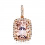 14K Rose Gold 7x5 mm Cushion Morganite and Diamond Fashion Pendant