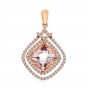 14K Rose Gold 7mm Cushion Morganite and 2 Row Diamond Fashion Pendant