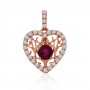 14K Rose Gold Floating Ruby and Diamond Precious Heart Pendant