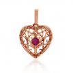 14K Rose Gold Floating Ruby and Diamond Precious Heart Pendant