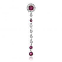 14K White Gold Dangling Ruby and Diamond Precious Filigree Pendant