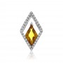14K White Gold Trillion Citrine and Diamonds Semi Precious Slide Pendant