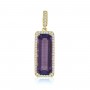 14K Yellow Gold Long Octagon Amethyst and Diamond Semi Precious Pendant