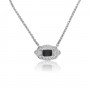 14K White Gold Octagon Sapphire and Diamond Filigree Precious Necklace