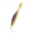 14K Yellow Gold Elongated Marquise Amethyst and Diamond Semi Precious Fashion Pe