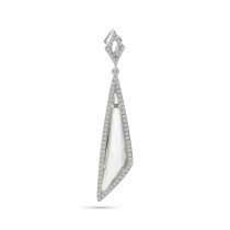 14K White Gold Fancy White Topaz and Diamond Dangle Pendant