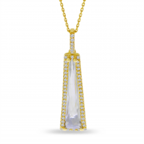 14K Yellow Gold Fancy White Topaz and Diamond Dangle Pendant