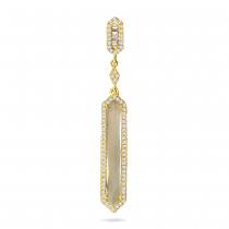 14K Yellow Gold Fancy White Topaz and Diamond Dangle Pendant