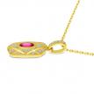 14K Yellow Gold Art Deco Precious Ruby and Diamond Rectangular Pendant