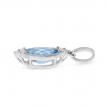 14K White Gold Oval Blue Topaz with Diamond Semi Precious Pendant